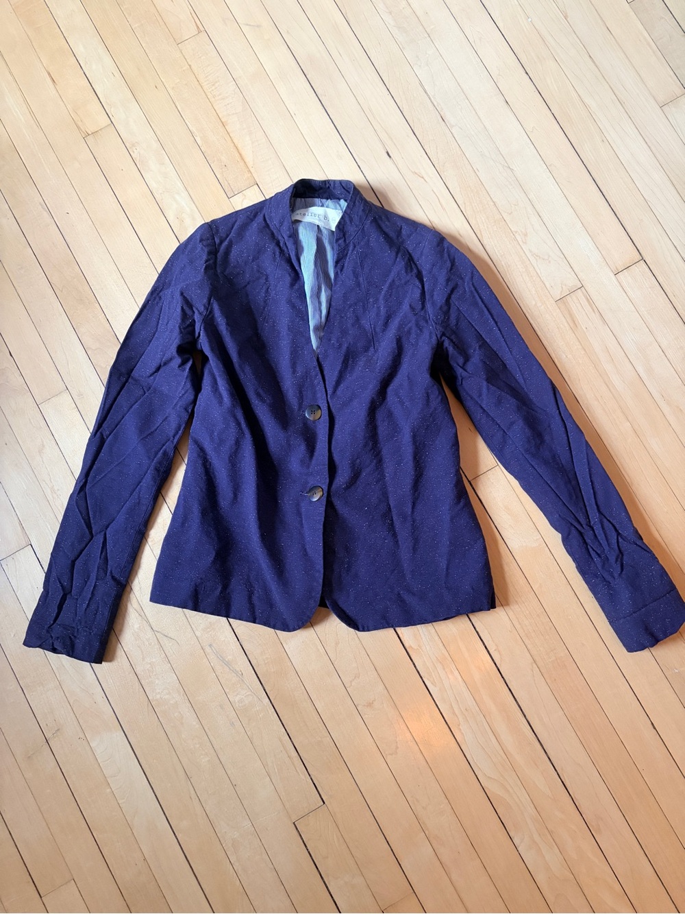 Atelier B Textured Dark Purple Two-Button Wool Women's Blazer
